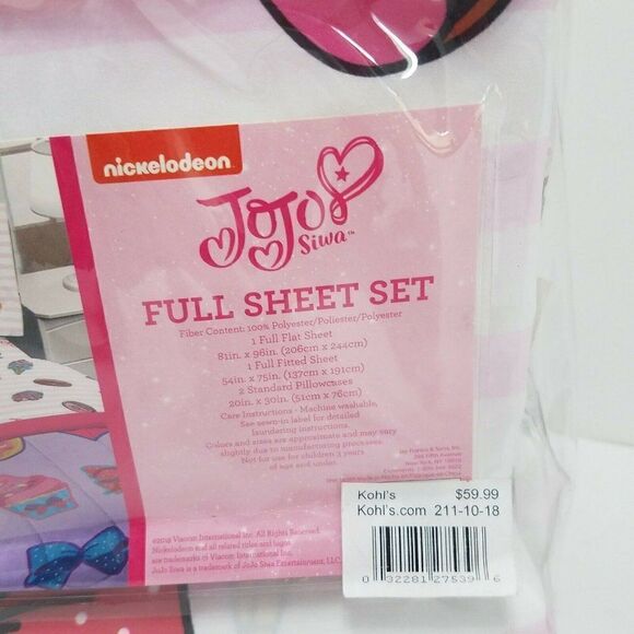 Nickelodeon JoJo Siwa Full Flat Sheet & Standard Pillowcase Set - Picture 3 of 5